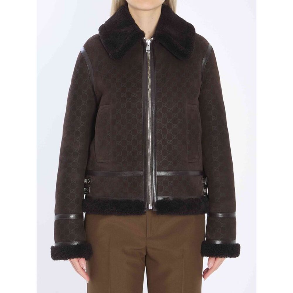 Gucci Women Suede Leather And Shearling Jacket